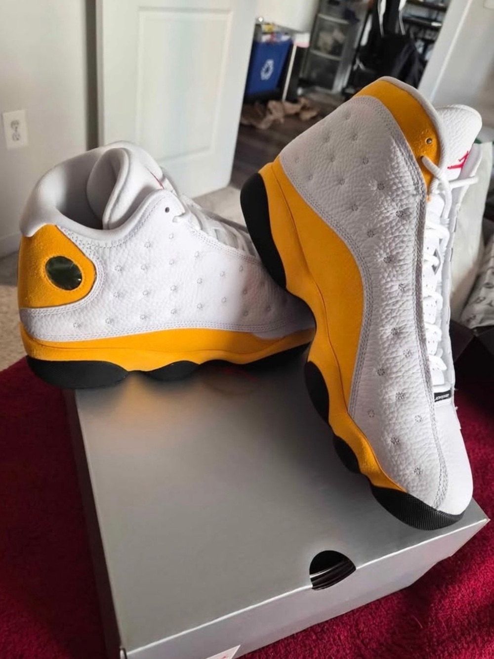 Jordan Kids White and Yellow Basketball Sneakers